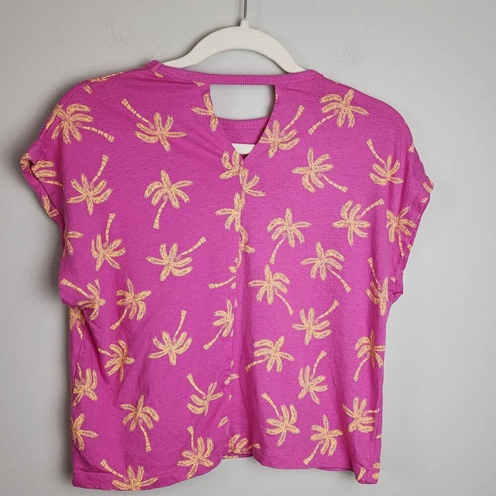 Zara girls sz 11-12 pink palm tree boxy top t shirt